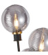 Placid Table Lamp Touch Switch 3x E14 15cm Round Textured Smooth / Ribbed Glass Shade Brass Smoke Plated Satin Black-7