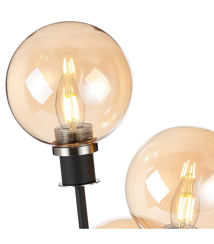 Placid Table Lamp Touch Switch 3 Light E14 15cm Round Glass Shade Satin Nickel Amber Plated Satin Black-7