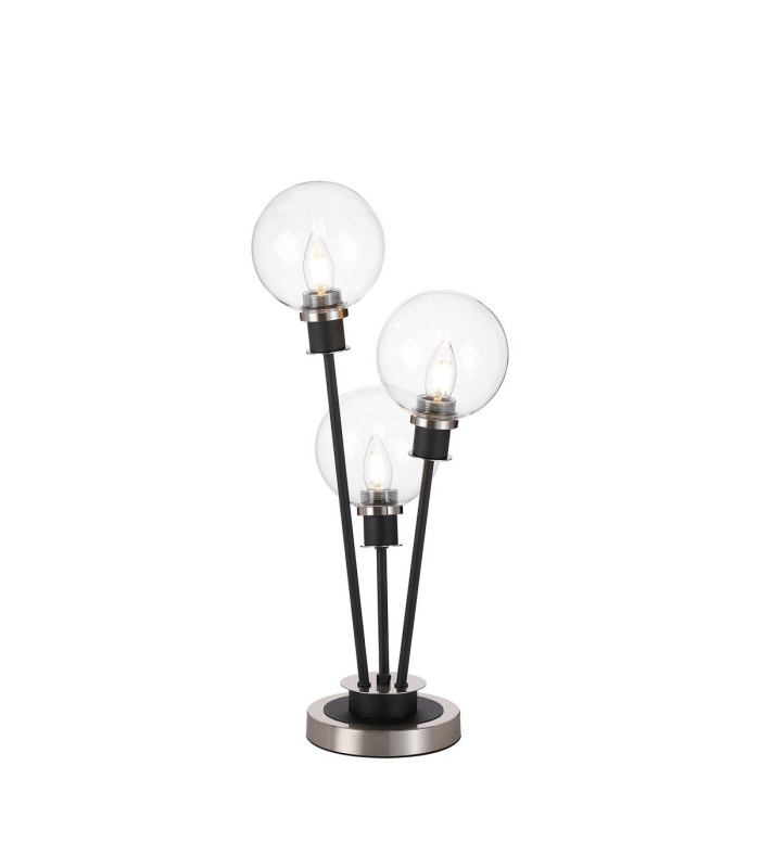 Placid Table Lamp Touch Switch 3 Light E14 15cm Round Glass Shade Satin Nickel Clear Satin Black-1