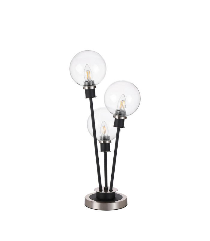Placid Table Lamp Touch Switch 3 Light E14 15cm Round Glass Shade Satin Nickel Clear Satin Black-4
