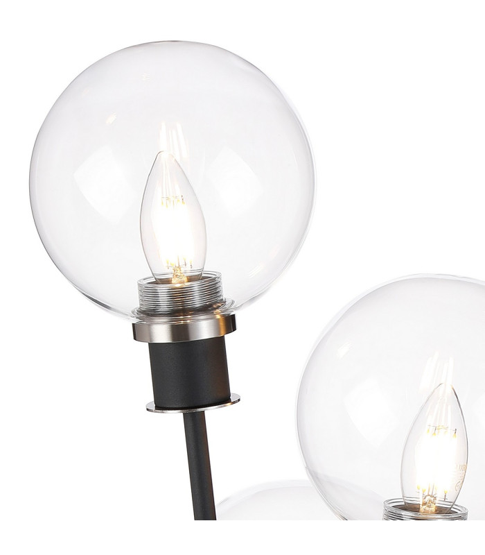 Placid Table Lamp Touch Switch 3 Light E14 15cm Round Glass Shade Satin Nickel Clear Satin Black-7