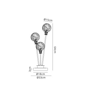 Placid Table Lamp Touch Switch 3 Light E14 15cm Round Crackled Glass Shade Satin Nickel Clear Satin Black-2