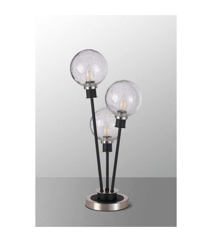 Placid Table Lamp Touch Switch 3 Light E14 15cm Round Crackled Glass Shade Satin Nickel Clear Satin Black-8