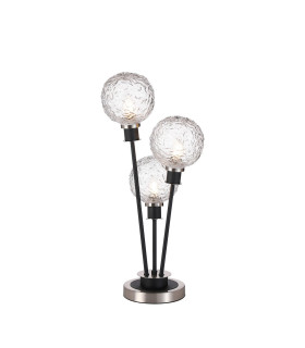Placid Table Lamp Touch Switch 3 Light E14 15cm Round Textured Crumple Glass Shade Satin Nickel Clear Satin Black-1