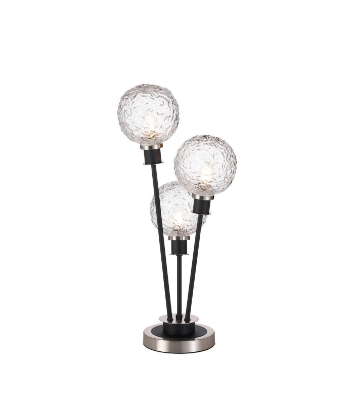 Placid Table Lamp Touch Switch 3 Light E14 15cm Round Textured Crumple Glass Shade Satin Nickel Clear Satin Black-1