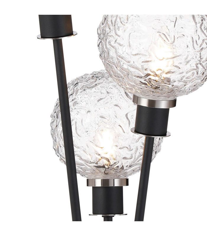 Placid Table Lamp Touch Switch 3 Light E14 15cm Round Textured Crumple Glass Shade Satin Nickel Clear Satin Black-6