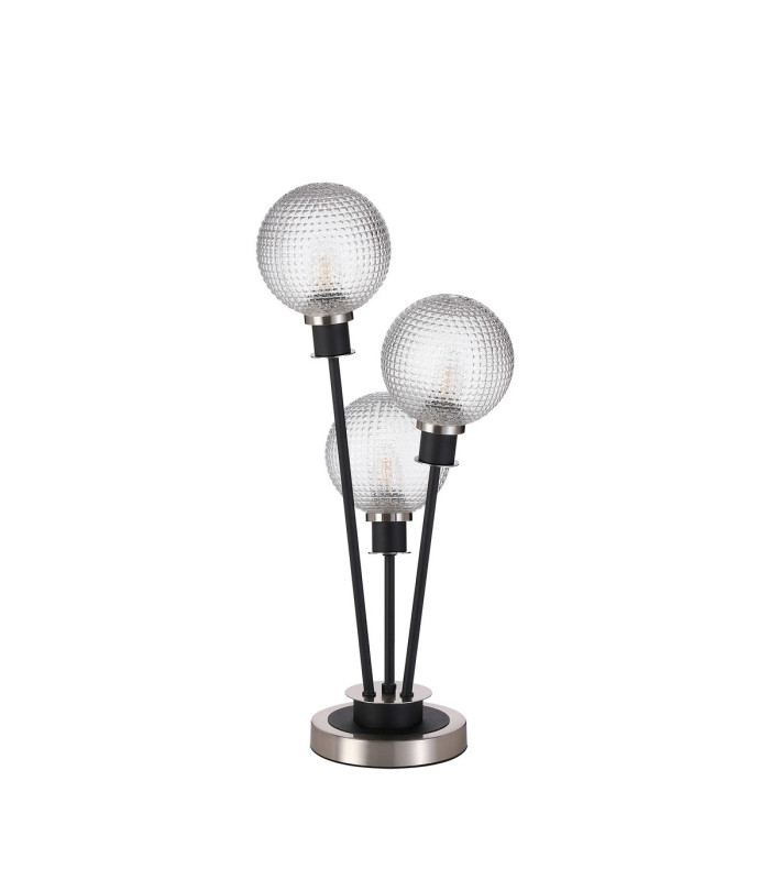 Placid Table Lamp Touch Switch 3x E14 15cm Round Textured Diamond Pattern Glass Shade Satin Nickel Clear Satin Black-4