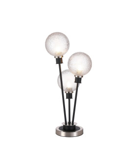 Placid Table Lamp Touch Switch 3 Light E14 15cm Round Dimpled Glass Shade Satin Nickel Clear Satin Black-1