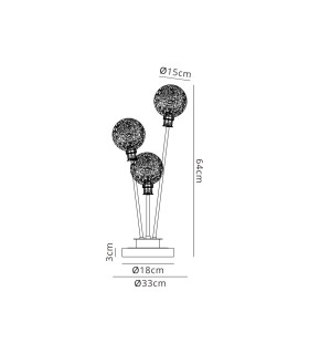 Placid Table Lamp Touch Switch 3 Light E14 15cm Round Dimpled Glass Shade Satin Nickel Clear Satin Black-2