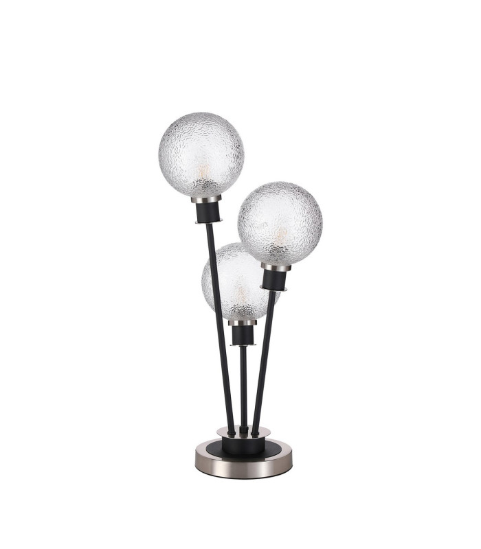 Placid Table Lamp Touch Switch 3 Light E14 15cm Round Dimpled Glass Shade Satin Nickel Clear Satin Black-4