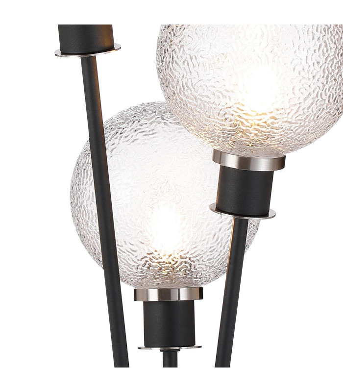 Placid Table Lamp Touch Switch 3 Light E14 15cm Round Dimpled Glass Shade Satin Nickel Clear Satin Black-6