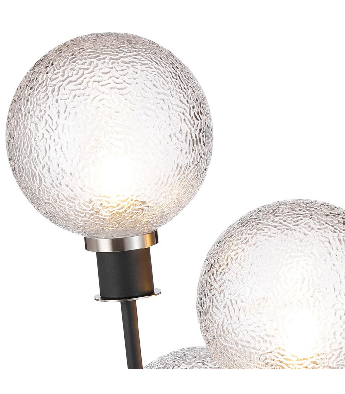Placid Table Lamp Touch Switch 3 Light E14 15cm Round Dimpled Glass Shade Satin Nickel Clear Satin Black-7
