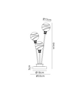 Placid Table Lamp Touch Switch 3 Light E14 15cm Round Marble Effect Glass Shade Satin Nickel White Satin Black-2