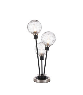 Placid Table Lamp Touch Switch 3 Light E14 15cm Round Textured Melting Glass Shade Satin Nickel Clear Satin Black-1