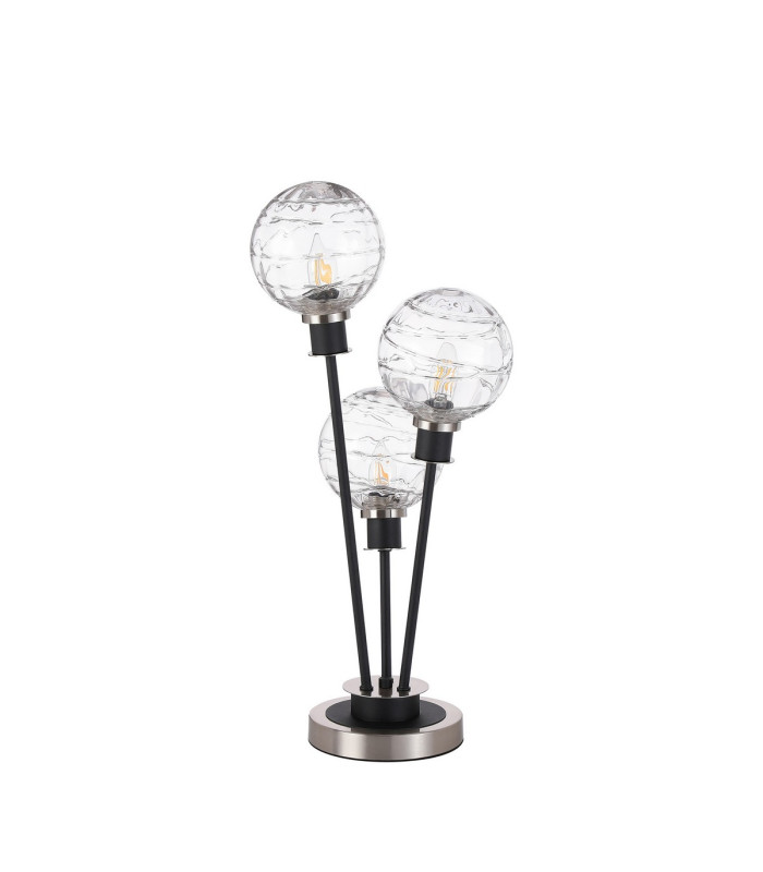 Placid Table Lamp Touch Switch 3 Light E14 15cm Round Textured Melting Glass Shade Satin Nickel Clear Satin Black-4