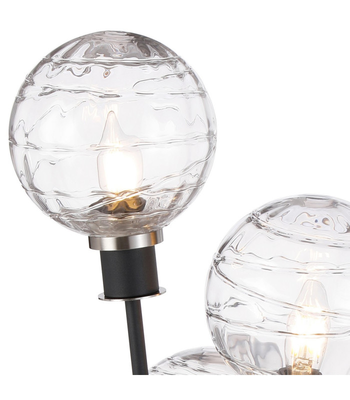 Placid Table Lamp Touch Switch 3 Light E14 15cm Round Textured Melting Glass Shade Satin Nickel Clear Satin Black-7