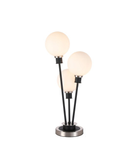 Placid Table Lamp Touch Switch 3 Light E14 15cm Round Glass Shade Satin Nickel Opal Satin Black-1