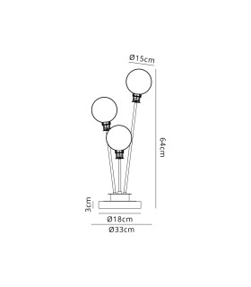 Placid Table Lamp Touch Switch 3 Light E14 15cm Round Glass Shade Satin Nickel Opal Satin Black-2