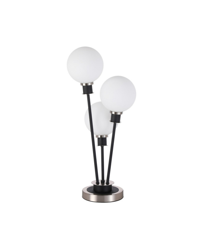 Placid Table Lamp Touch Switch 3 Light E14 15cm Round Glass Shade Satin Nickel Opal Satin Black-4