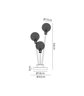 Placid Table Lamp Touch Switch 3 Light E14 15cm Round Ribbed Glass Shade Satin Nickel Clear Satin Black-2