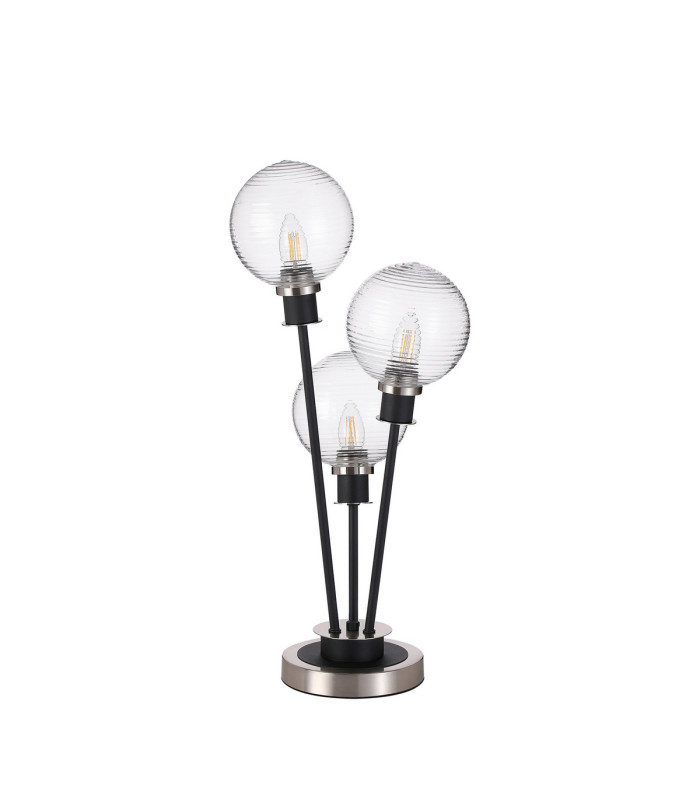 Placid Table Lamp Touch Switch 3 Light E14 15cm Round Ribbed Glass Shade Satin Nickel Clear Satin Black-4