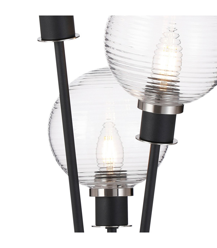 Placid Table Lamp Touch Switch 3 Light E14 15cm Round Ribbed Glass Shade Satin Nickel Clear Satin Black-6