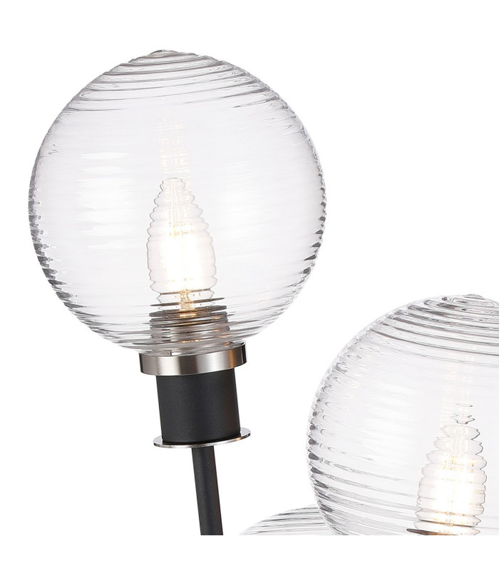 Placid Table Lamp Touch Switch 3 Light E14 15cm Round Ribbed Glass Shade Satin Nickel Clear Satin Black-7