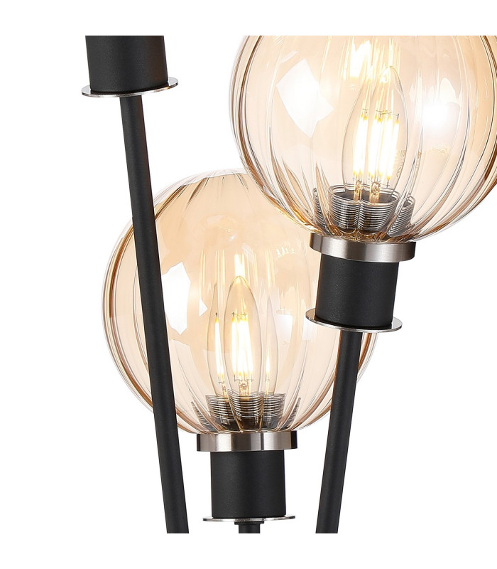 Placid Table Lamp Touch Switch 3 Light E14 15cm Round Segment Glass Shade Satin Nickel Amber Plated Satin Black-6
