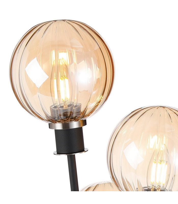 Placid Table Lamp Touch Switch 3 Light E14 15cm Round Segment Glass Shade Satin Nickel Amber Plated Satin Black-7