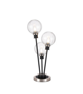 Placid Table Lamp Touch Switch 3 Light E14 15cm Round Segment Glass Shade Satin Nickel Clear Satin Black-1