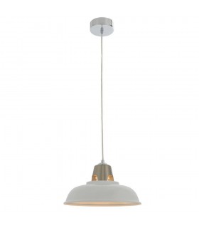 1 Light Ceiling Pendant White & Satin Nickel Plate, E27 - 1