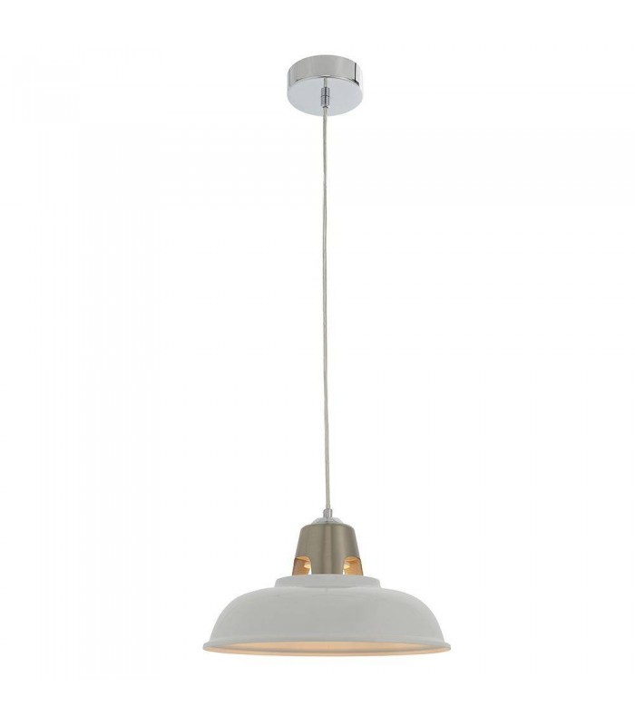 1 Light Ceiling Pendant White & Satin Nickel Plate, E27 - 1