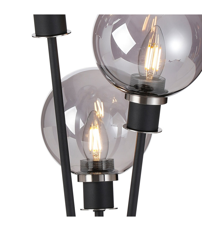 Placid Table Lamp Touch Switch 3 Light E14 15cm Round Glass Shade Satin Nickel Smoke Plated Satin Black-6