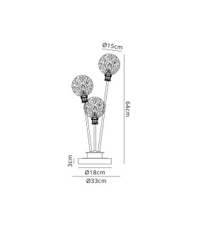 Placid Table Lamp Touch Switch 3 Light E14 15cm Round Speckled Glass Shade Satin Nickel White Satin Black-2