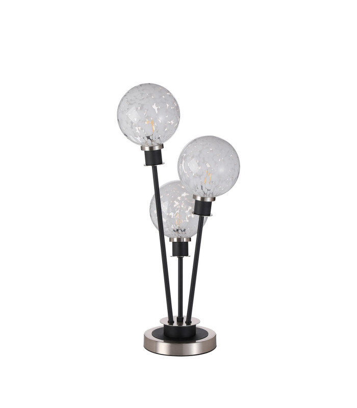 Placid Table Lamp Touch Switch 3 Light E14 15cm Round Speckled Glass Shade Satin Nickel White Satin Black-4