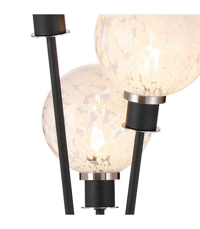 Placid Table Lamp Touch Switch 3 Light E14 15cm Round Speckled Glass Shade Satin Nickel White Satin Black-6