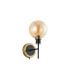 Placid Switched Wall Light 1 Light E14 15cm Round Glass Shade Brass Amber Plated & Satin Black-4
