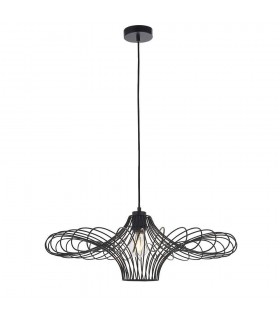 1 Light Wire Ceiling Pendant Matt Black, E27 - 1