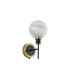 Placid Switched Wall Light 1 Light E14 15cm Round White & Grey Marble Effect Glass Shade Brass & Satin Black Framework-4