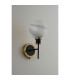 Placid Switched Wall Light 1 Light E14 15cm Round White & Grey Marble Effect Glass Shade Brass & Satin Black Framework-7