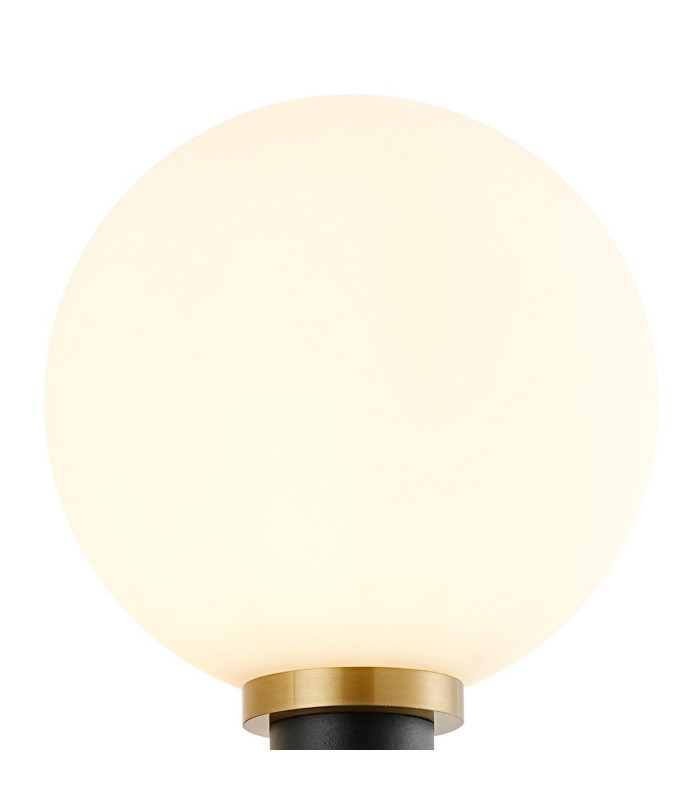 Placid Switched Wall Light 1 Light E14 15cm Round Glass Shade Brass Opal & Satin Black-5