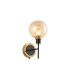 Placid Switched Wall Light 1 Light E14 15cm Round Segment Glass Shade Brass Amber Plated & Satin Black-1