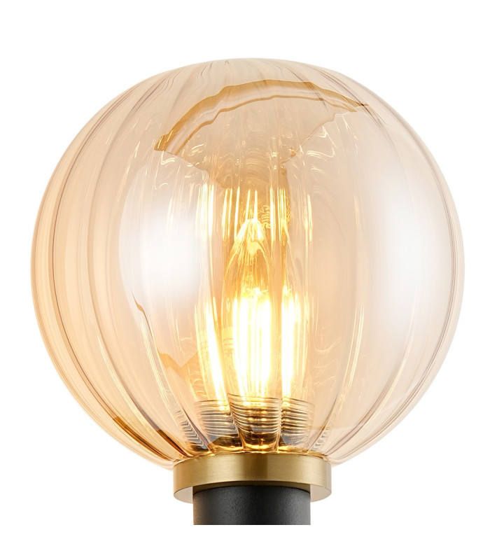 Placid Switched Wall Light 1 Light E14 15cm Round Segment Glass Shade Brass Amber Plated & Satin Black-5