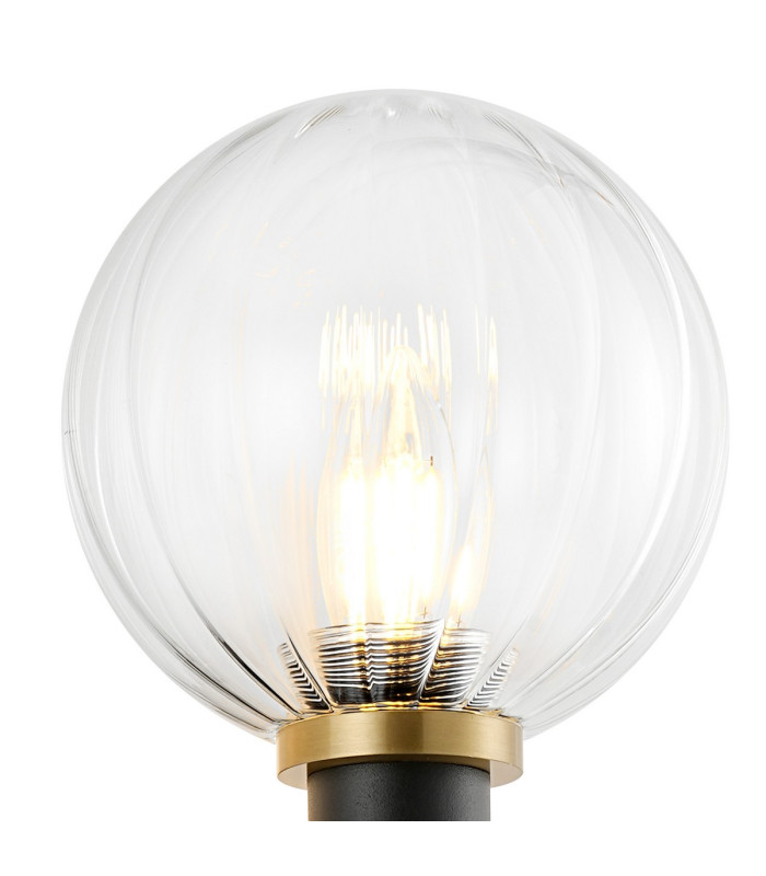 Placid Switched Wall Light 1 Light E14 15cm Round Segment Glass Shade Brass Clear & Satin Black-5