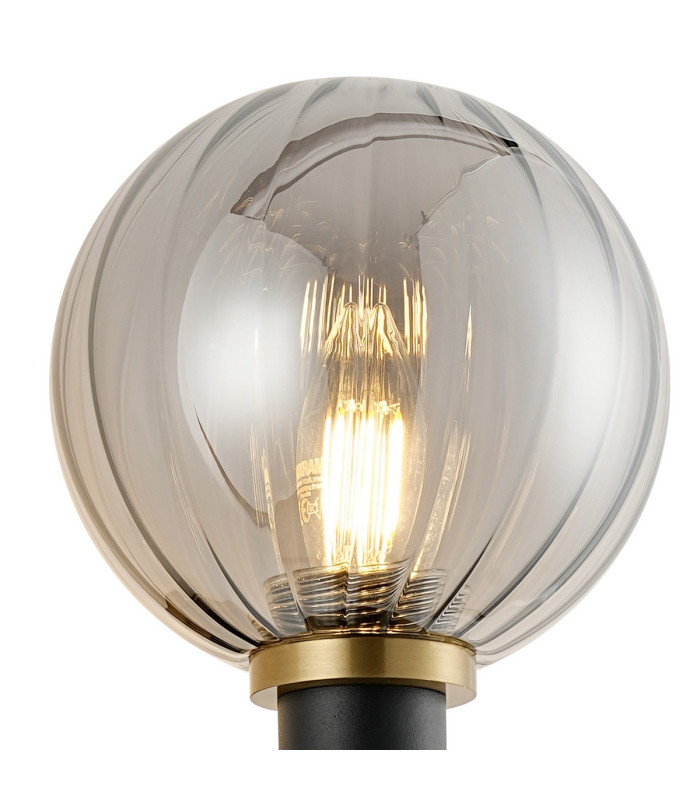 Placid Switched Wall Light 1 Light E14 15cm Round Segment Glass Shade Brass Smoke Plated & Satin Black-6
