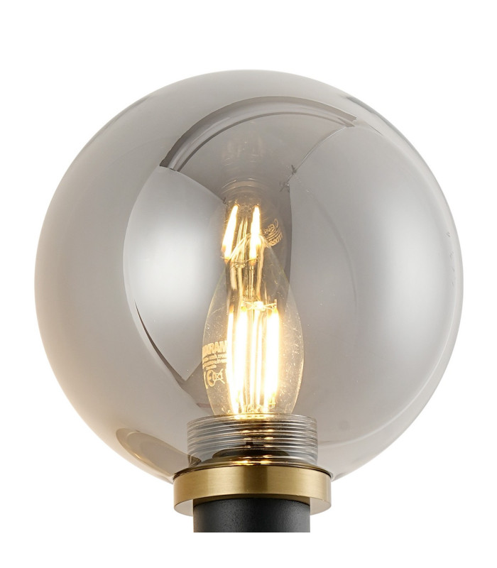 Placid Switched Wall Light 1 Light E14 15cm Round Glass Shade Brass Smoke Plated & Satin Black-6