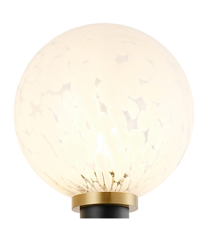 Placid Switched Wall Light 1 Light E14 15cm Round Speckled Glass Shade Brass White & Satin Black-6