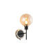 Placid Switched Wall Light 1 Light E14 15cm Round Glass Shade Satin Nickel Amber Plated & Satin Black-1