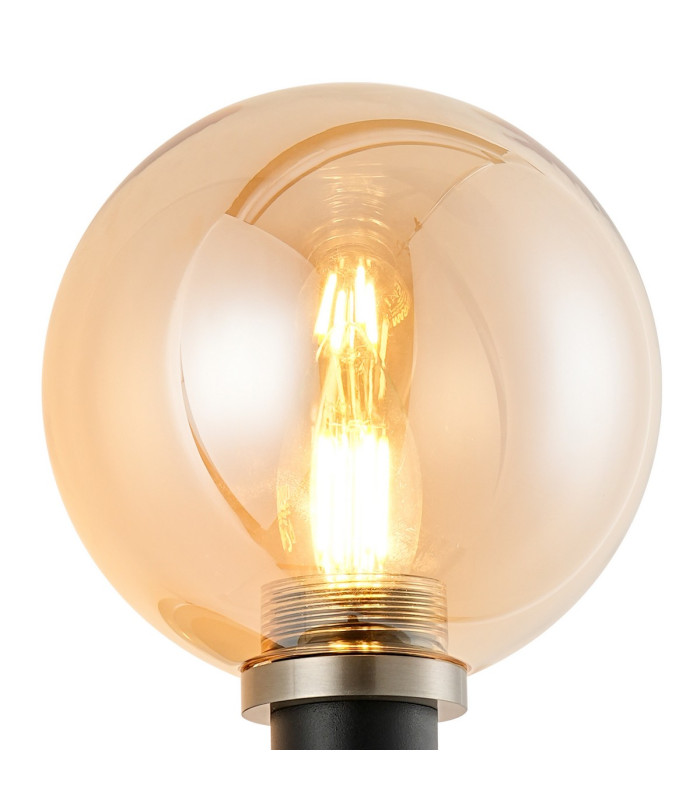 Placid Switched Wall Light 1 Light E14 15cm Round Glass Shade Satin Nickel Amber Plated & Satin Black-5