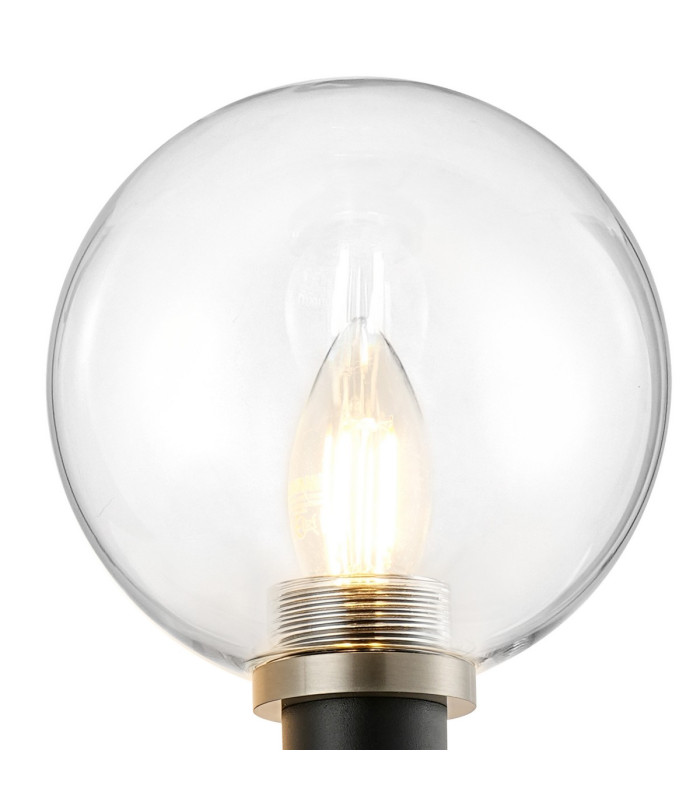 Placid Switched Wall Light 1 Light E14 15cm Round Glass Shade Satin Nickel Clear & Satin Black-6